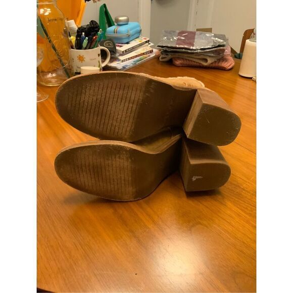 UGG Jerene Fashion Boots Cognac Suede Stacked Block Heel Booties 9 - Picture 3 of 7